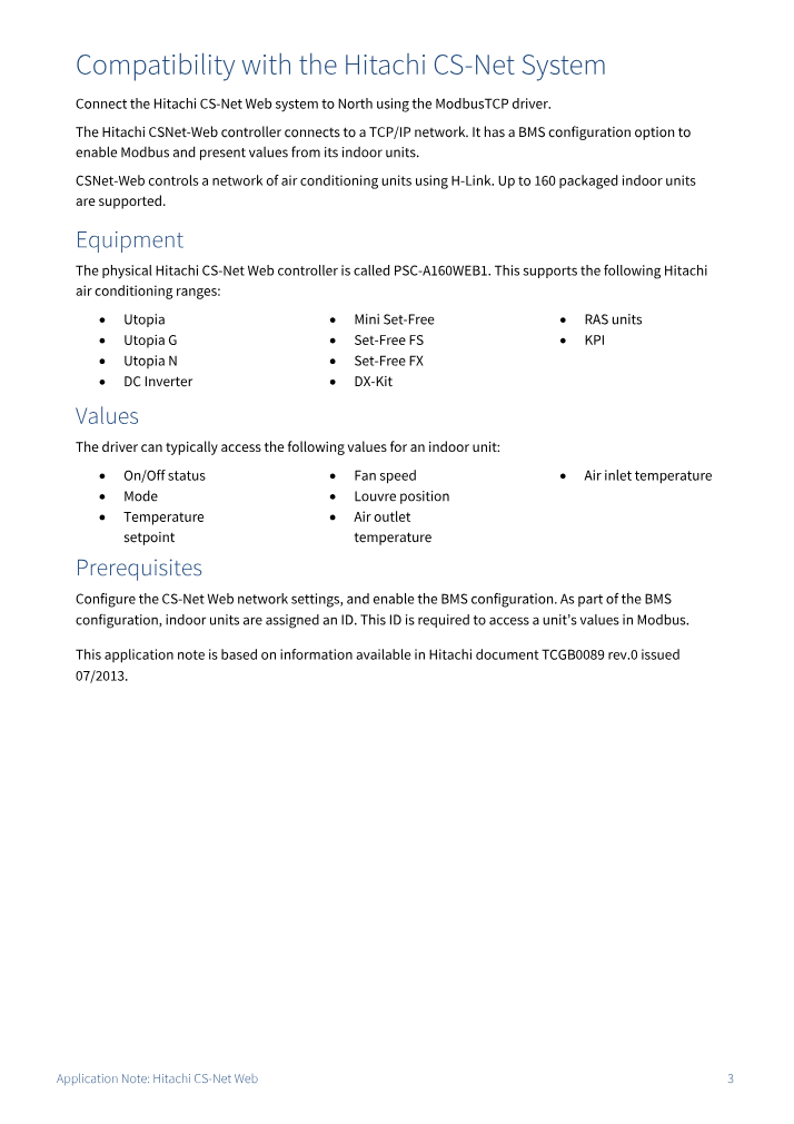 Preview thumbnail of page 3 of the Hitachi CS-Net Web Application Note PDF document.